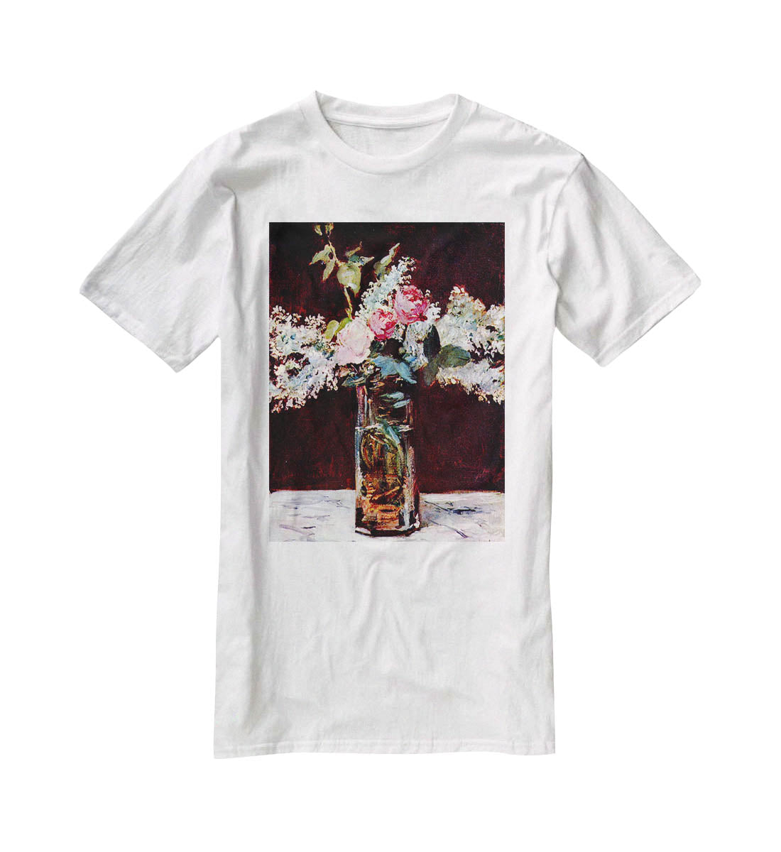Still life lilac and roses by Manet T-Shirt - Canvas Art Rocks - 5