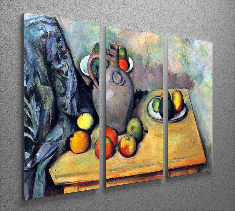 Still life pitcher and fruit on a table by Cezanne 3 Split Panel Canvas Print - Canvas Art Rocks - 2