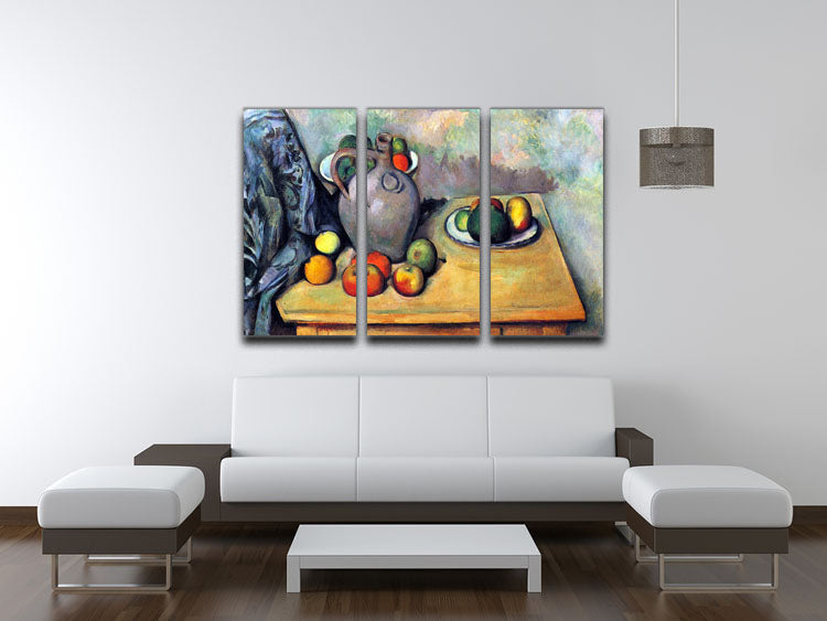 Still life pitcher and fruit on a table by Cezanne 3 Split Panel Canvas Print - Canvas Art Rocks - 3
