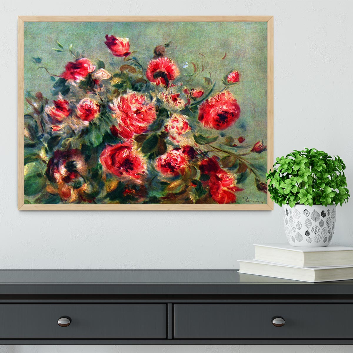 Still life roses of Vargemont by Renoir Framed Print - Canvas Art Rocks - 4