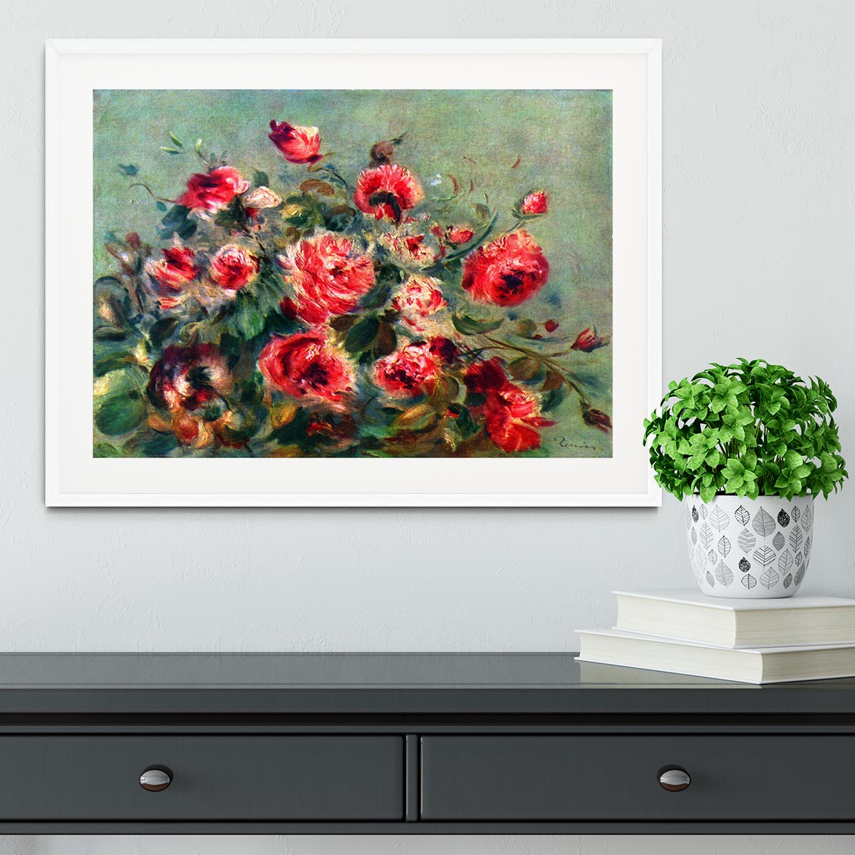 Still life roses of Vargemont by Renoir Framed Print - Canvas Art Rocks - 5