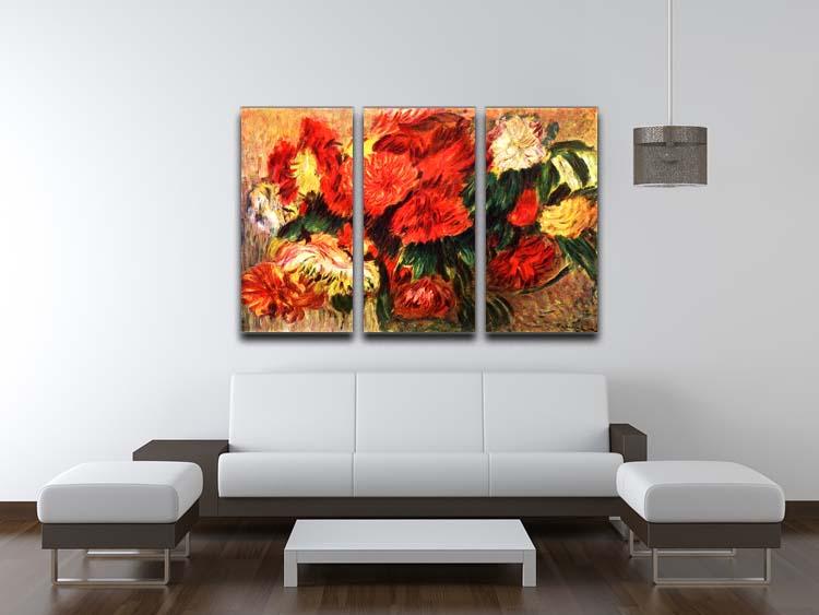 Still life with Chrysanthemums by Renoir 3 Split Panel Canvas Print - Canvas Art Rocks - 3