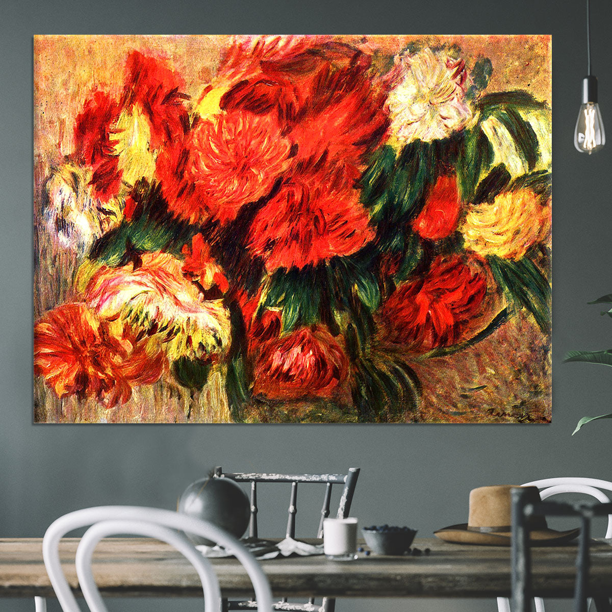 Still life with Chrysanthemums by Renoir Canvas Print or Poster - Canvas Art Rocks - 3