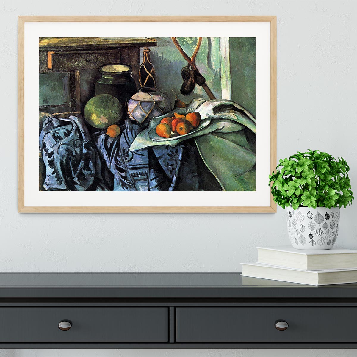 Still life with Eggplant by Cezanne Framed Print - Canvas Art Rocks - 3