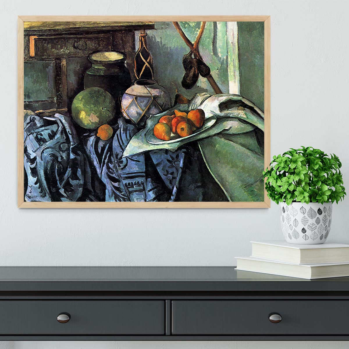 Still life with Eggplant by Cezanne Framed Print - Canvas Art Rocks - 4