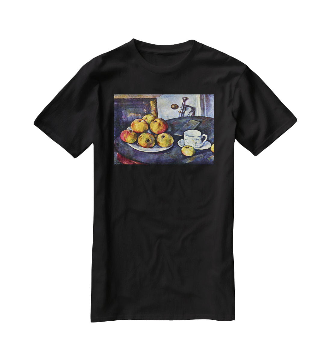 Still life with a bottle and apple cart by Cezanne T-Shirt - Canvas Art Rocks - 1
