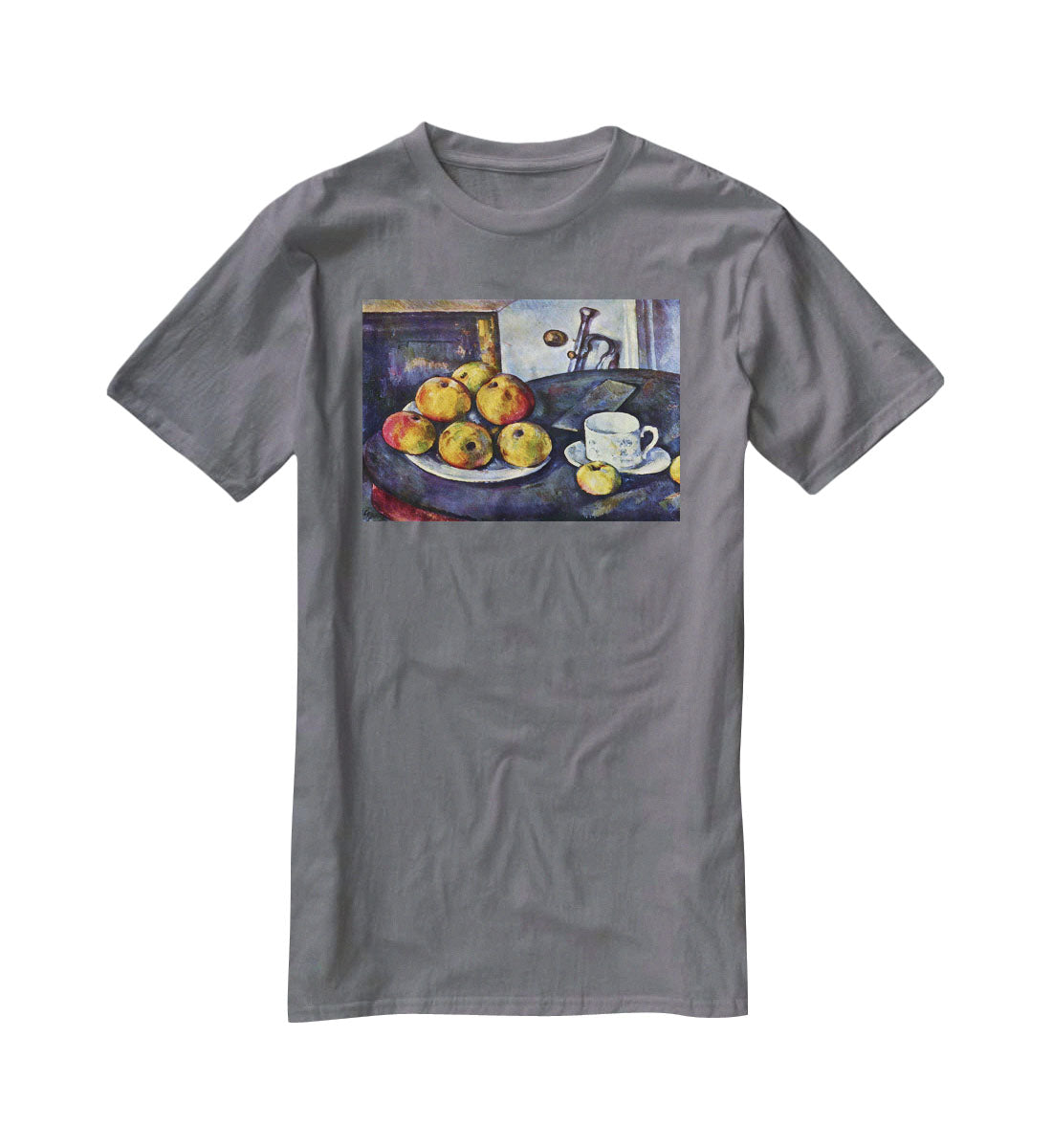 Still life with a bottle and apple cart by Cezanne T-Shirt - Canvas Art Rocks - 3