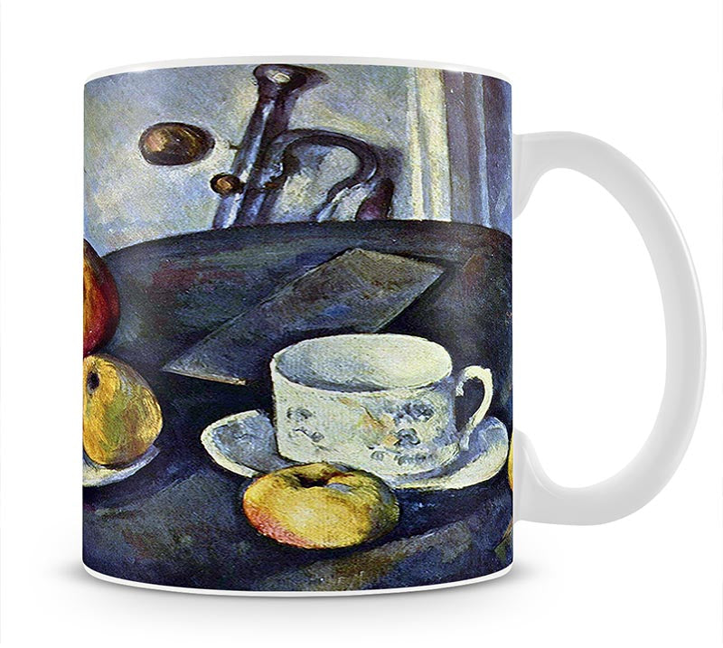 Still life with a bottle and apple cart by Cezanne Mug - Canvas Art Rocks - 1