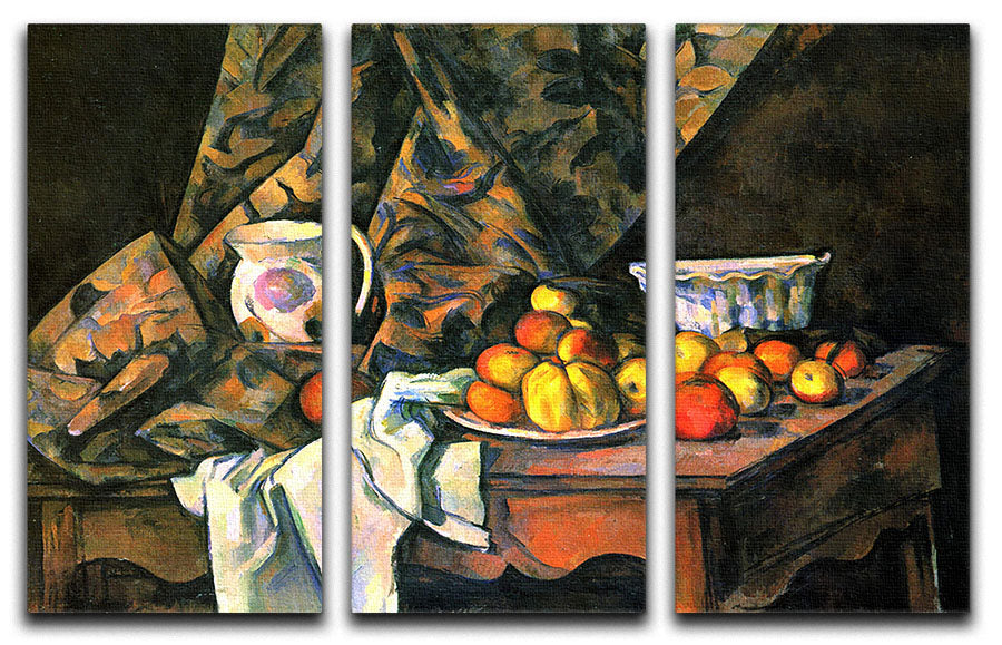 Still life with apples and peaches by Cezanne 3 Split Panel Canvas Print - Canvas Art Rocks - 1