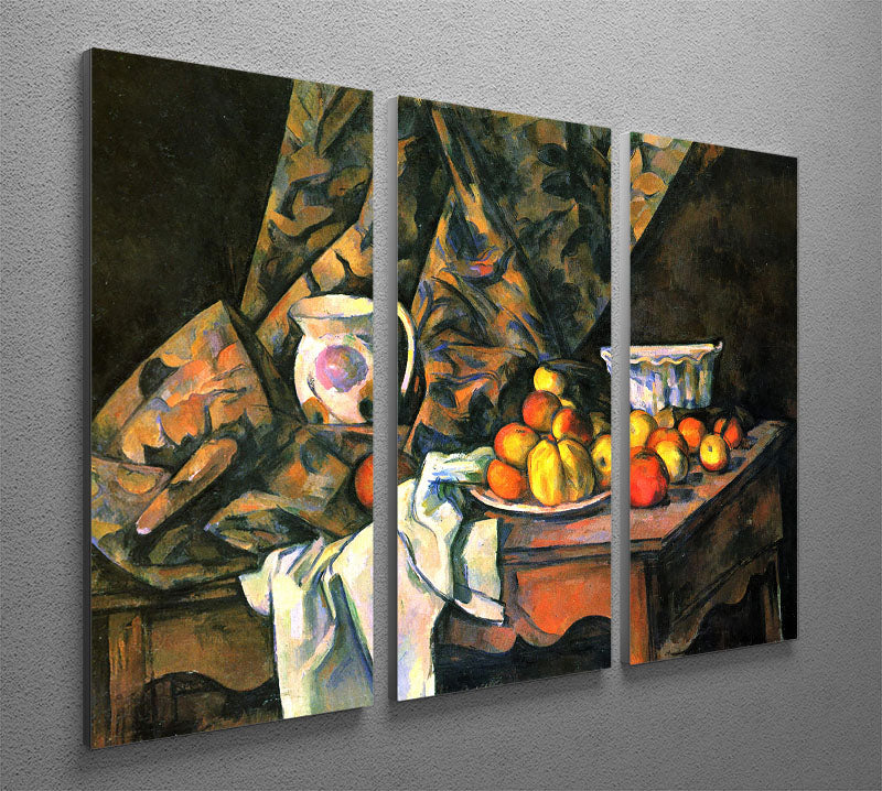 Still life with apples and peaches by Cezanne 3 Split Panel Canvas Print - Canvas Art Rocks - 2