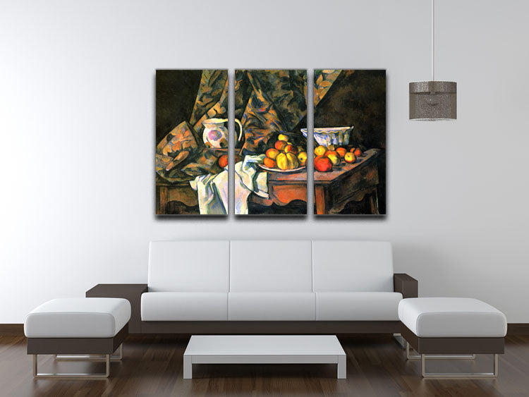 Still life with apples and peaches by Cezanne 3 Split Panel Canvas Print - Canvas Art Rocks - 3