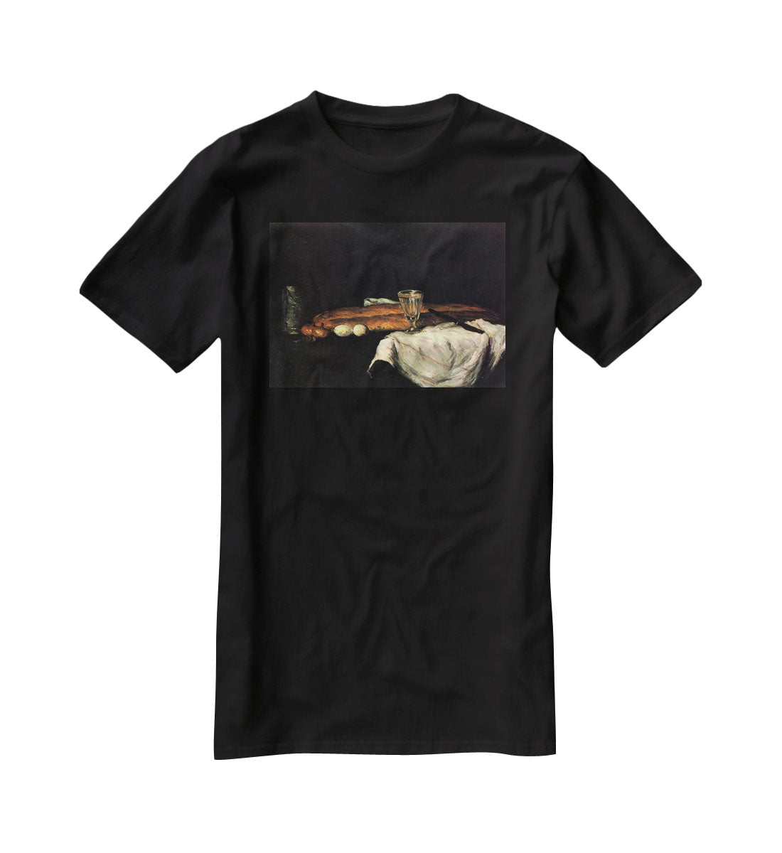 Still life with bread and eggs by Cezanne T-Shirt - Canvas Art Rocks - 1