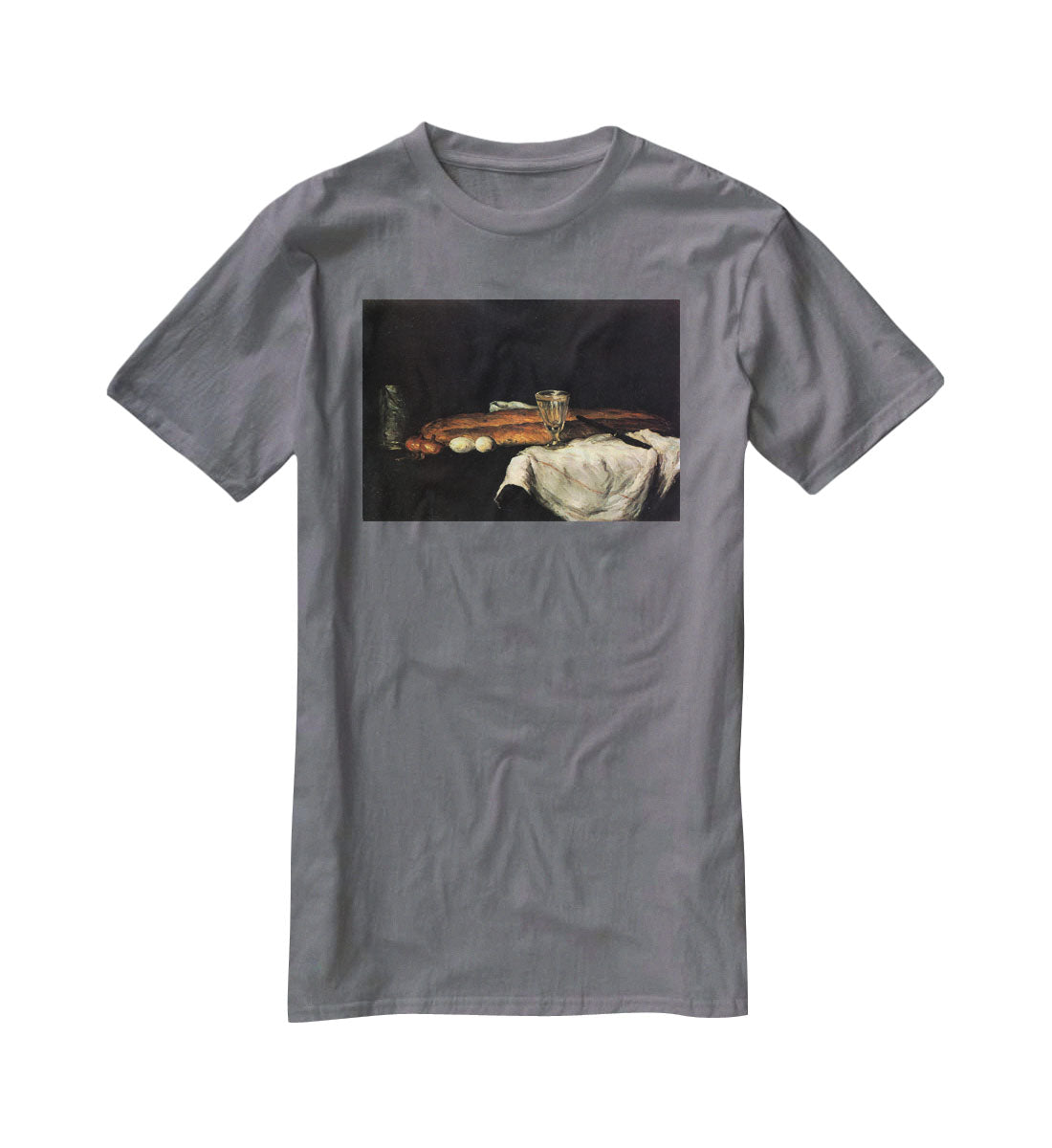Still life with bread and eggs by Cezanne T-Shirt - Canvas Art Rocks - 3