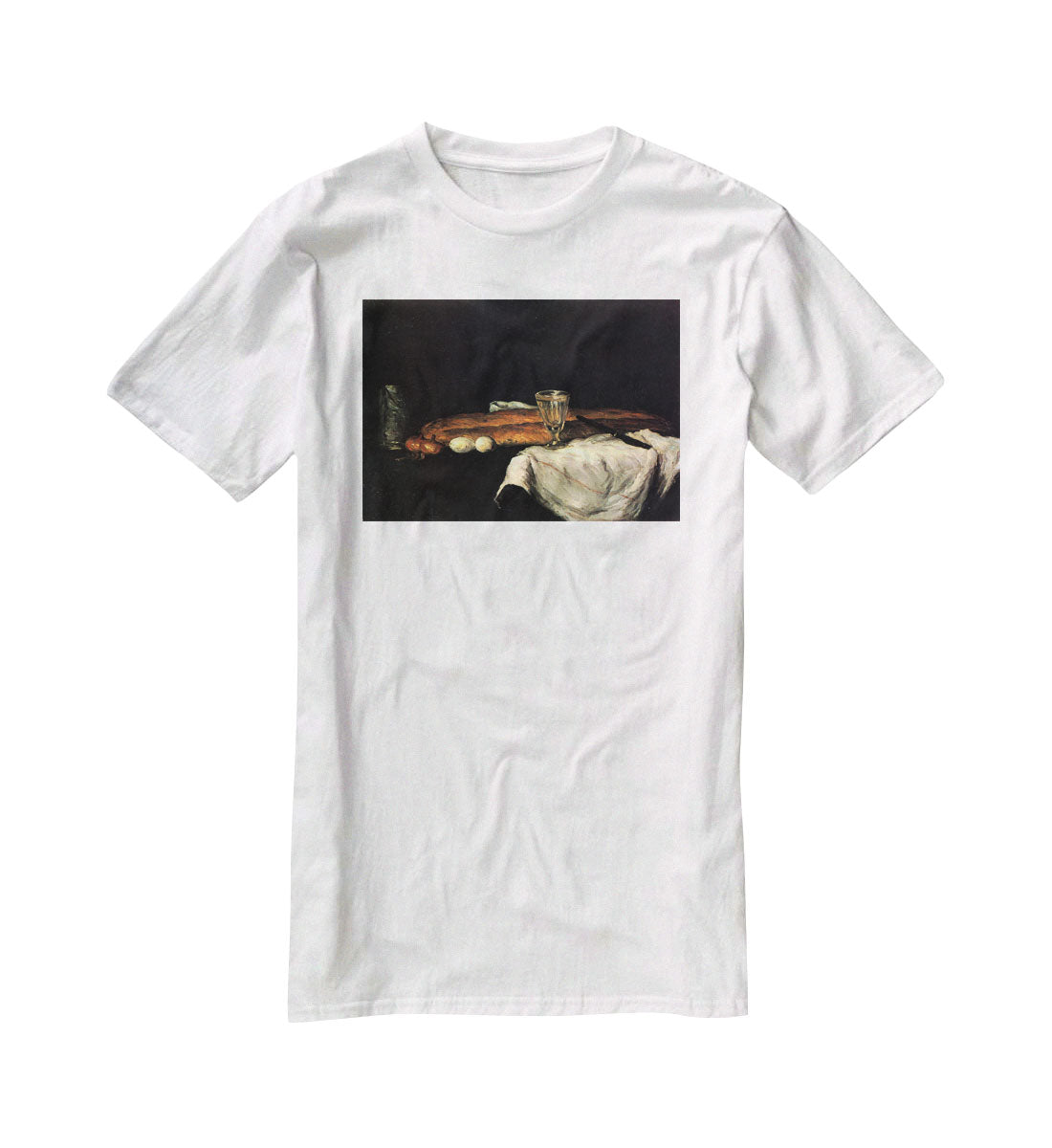 Still life with bread and eggs by Cezanne T-Shirt - Canvas Art Rocks - 5