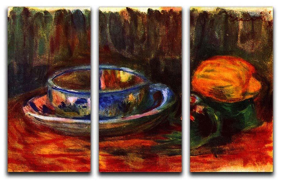 Still life with cup by Renoir 3 Split Panel Canvas Print - Canvas Art Rocks - 1