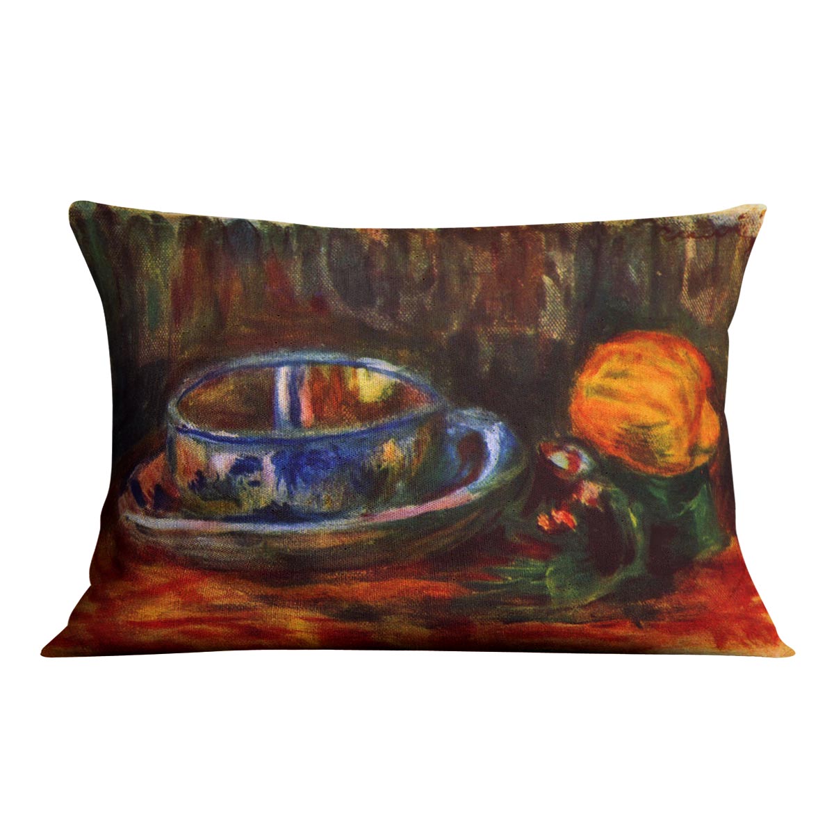 Still life with cup by Renoir Cushion