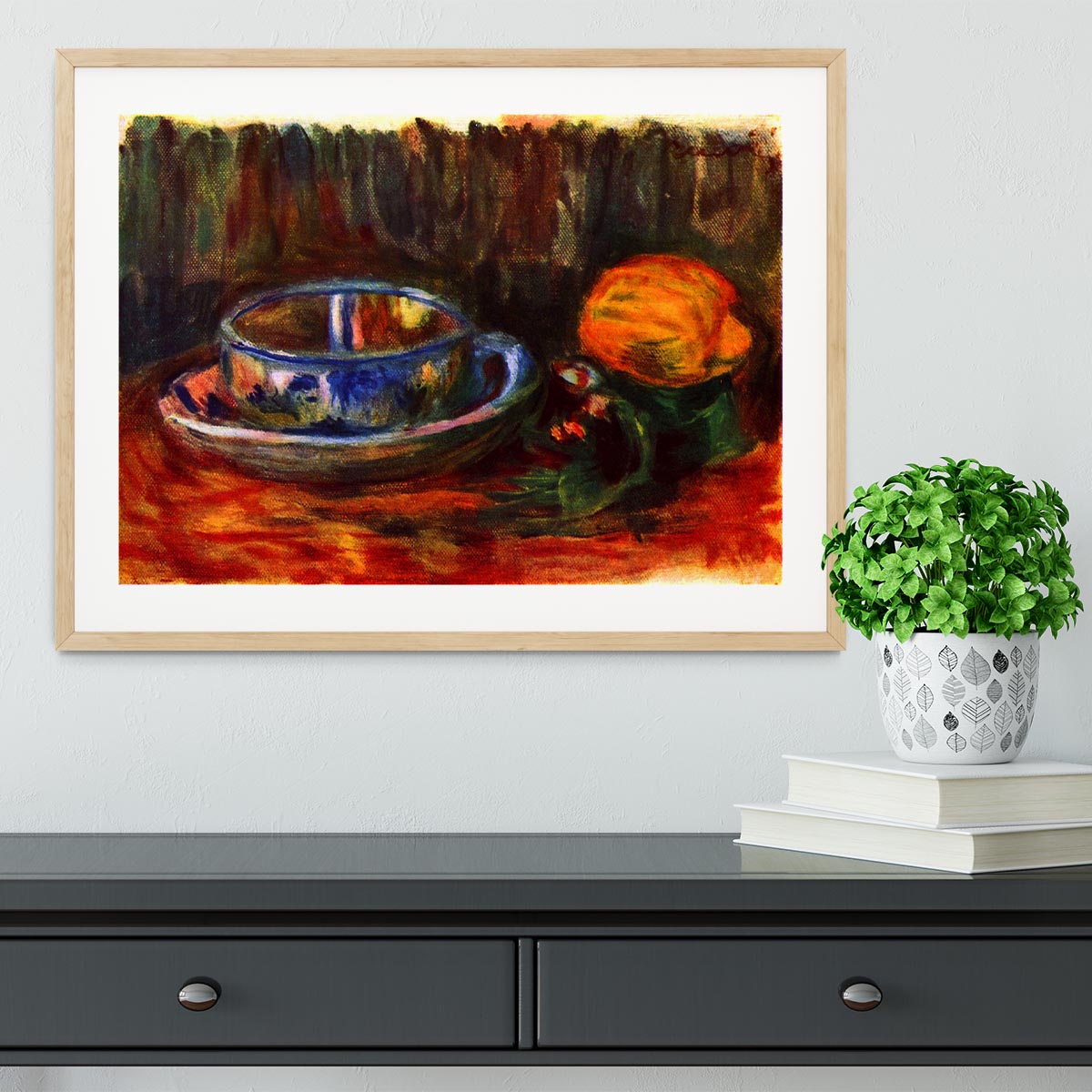 Still life with cup by Renoir Framed Print - Canvas Art Rocks - 3