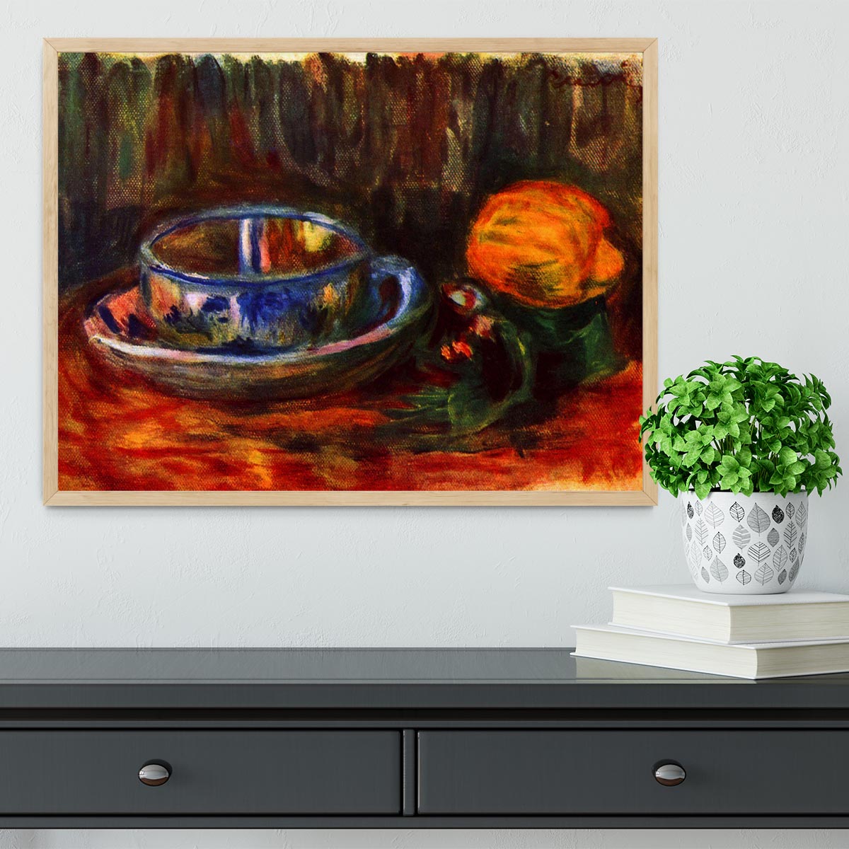 Still life with cup by Renoir Framed Print - Canvas Art Rocks - 4