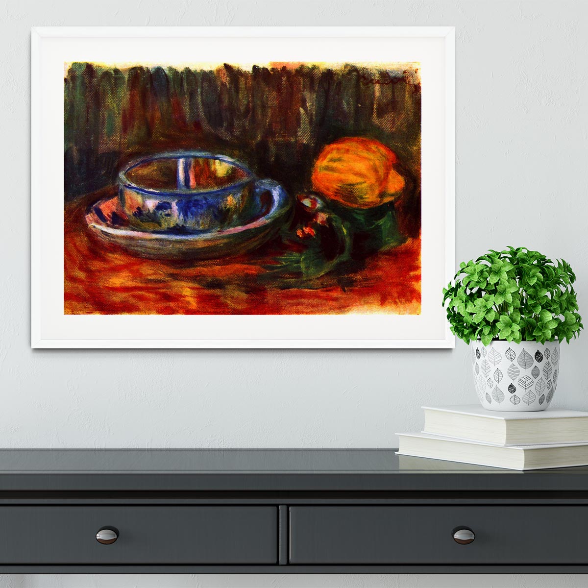Still life with cup by Renoir Framed Print - Canvas Art Rocks - 5