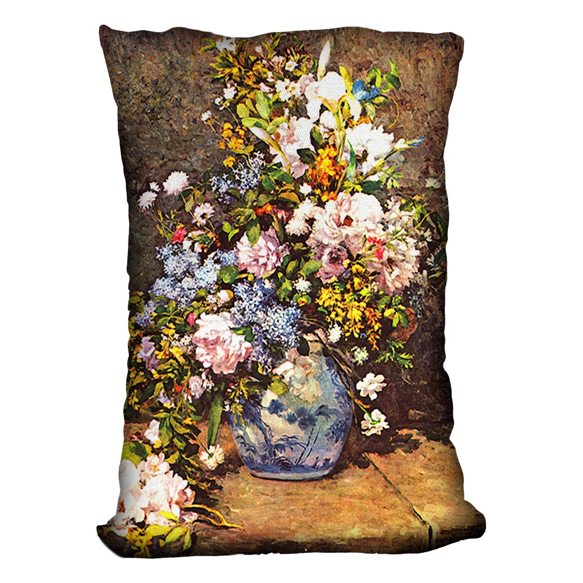 Still life with large vase by Renoir Cushion
