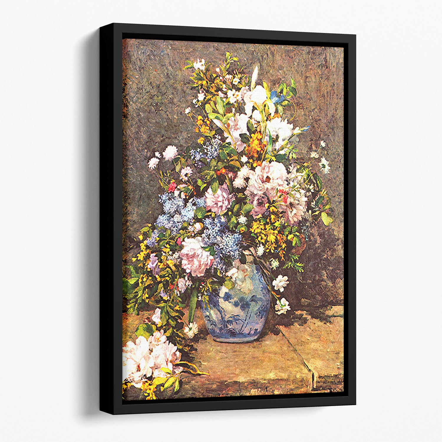 Still life with large vase by Renoir Floating Framed Canvas