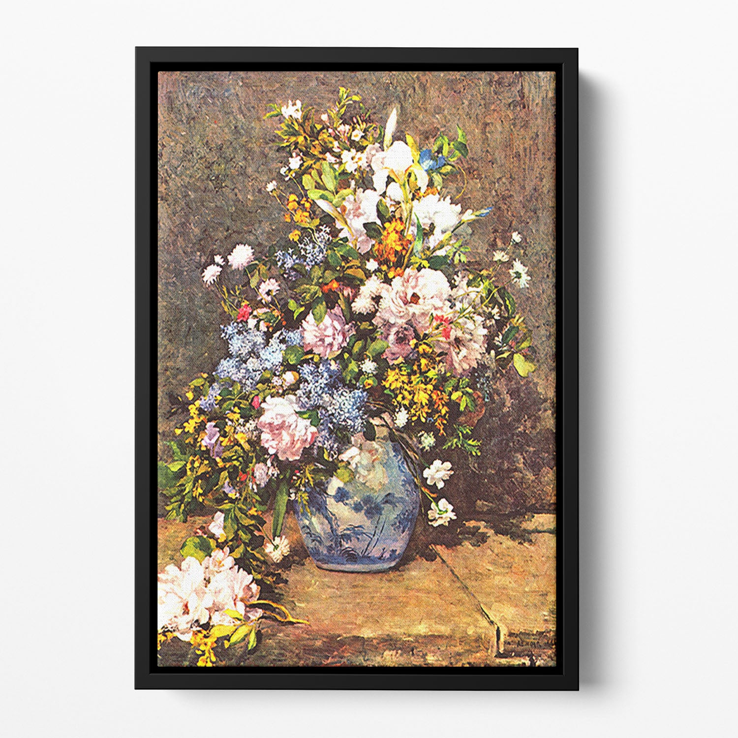 Still life with large vase by Renoir Floating Framed Canvas
