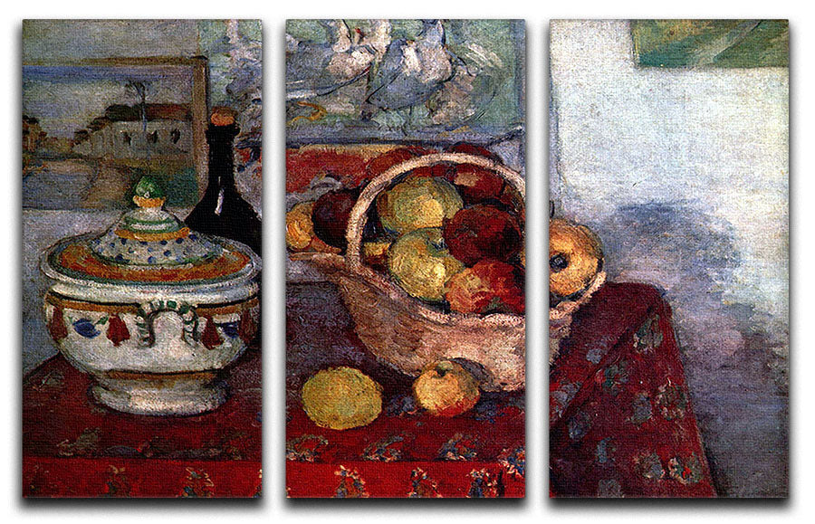 Still life with soup tureen by Cezanne 3 Split Panel Canvas Print - Canvas Art Rocks - 1