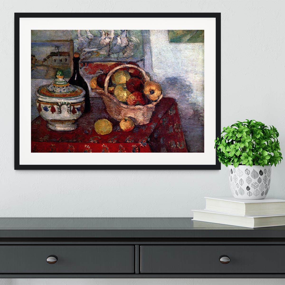 Still life with soup tureen by Cezanne Framed Print - Canvas Art Rocks - 1