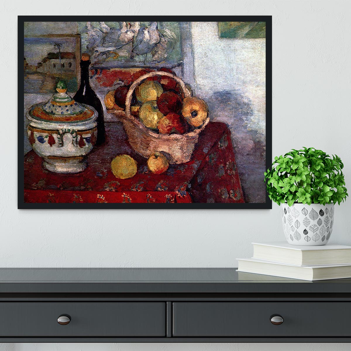 Still life with soup tureen by Cezanne Framed Print - Canvas Art Rocks - 2