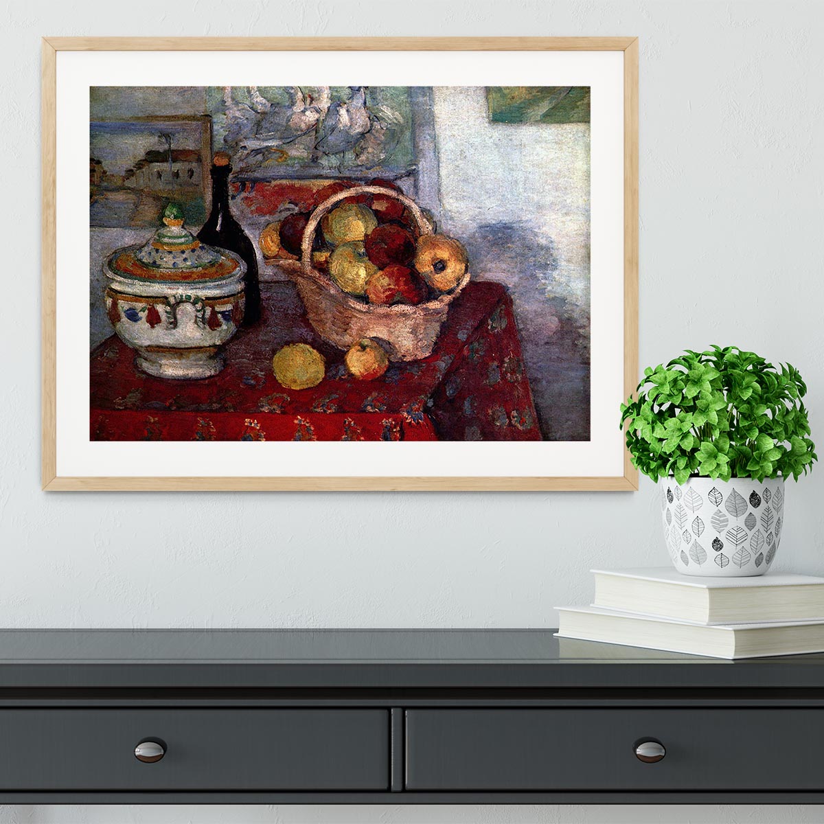 Still life with soup tureen by Cezanne Framed Print - Canvas Art Rocks - 3
