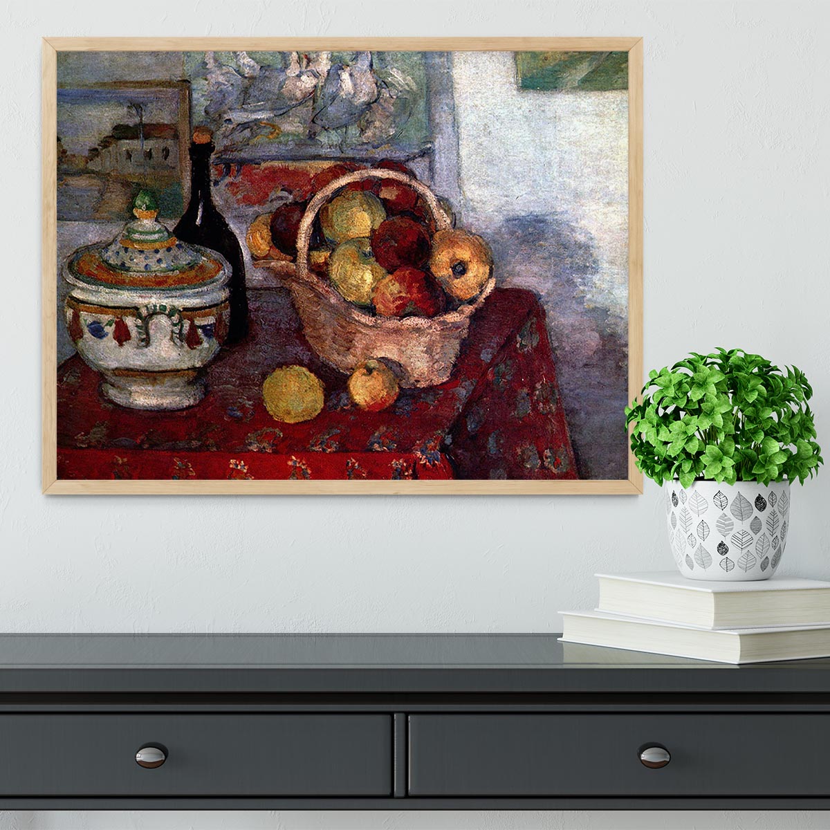 Still life with soup tureen by Cezanne Framed Print - Canvas Art Rocks - 4