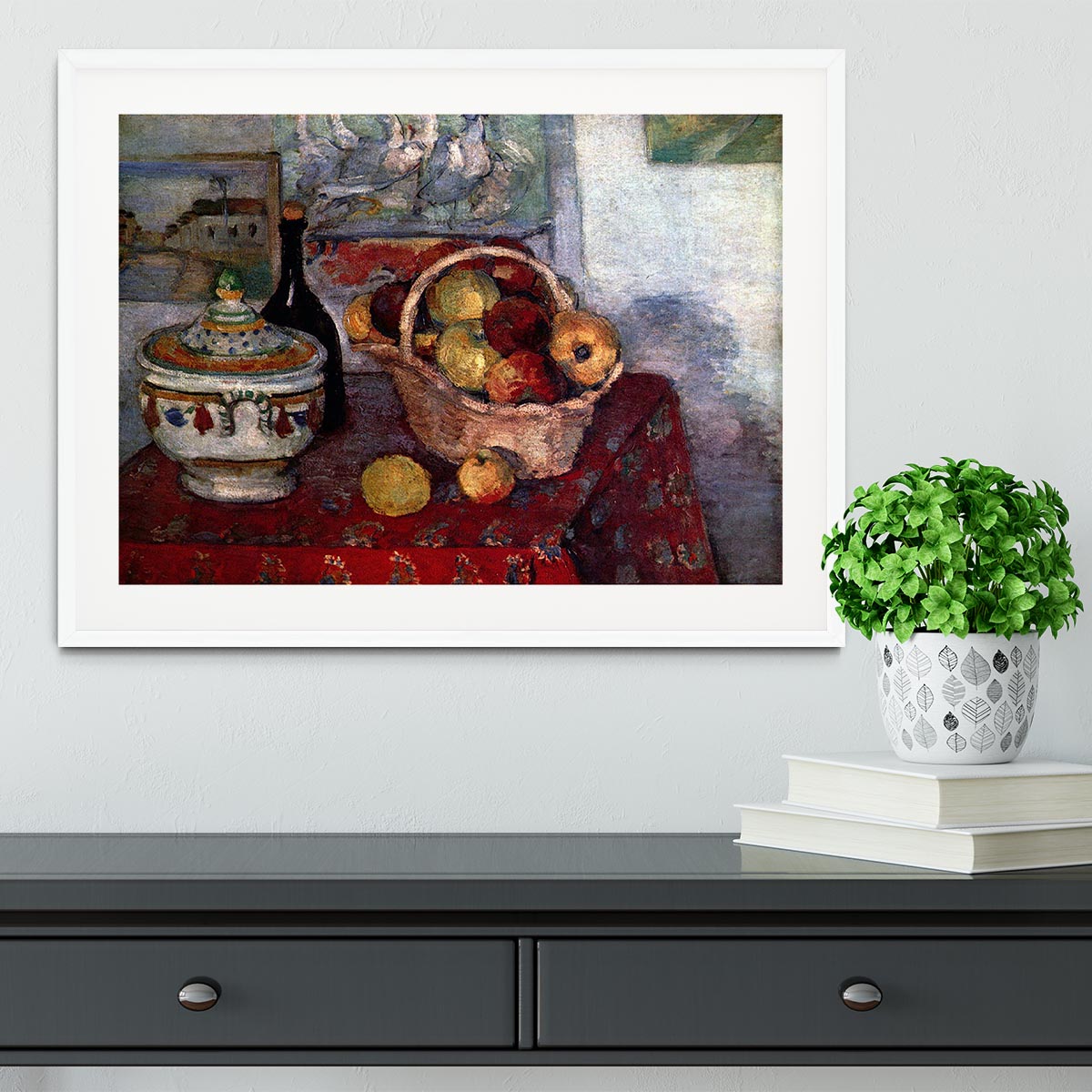 Still life with soup tureen by Cezanne Framed Print - Canvas Art Rocks - 5