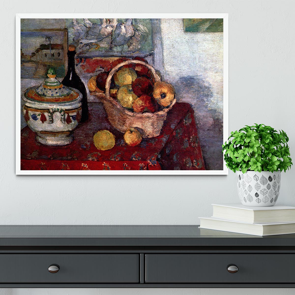 Still life with soup tureen by Cezanne Framed Print - Canvas Art Rocks -6