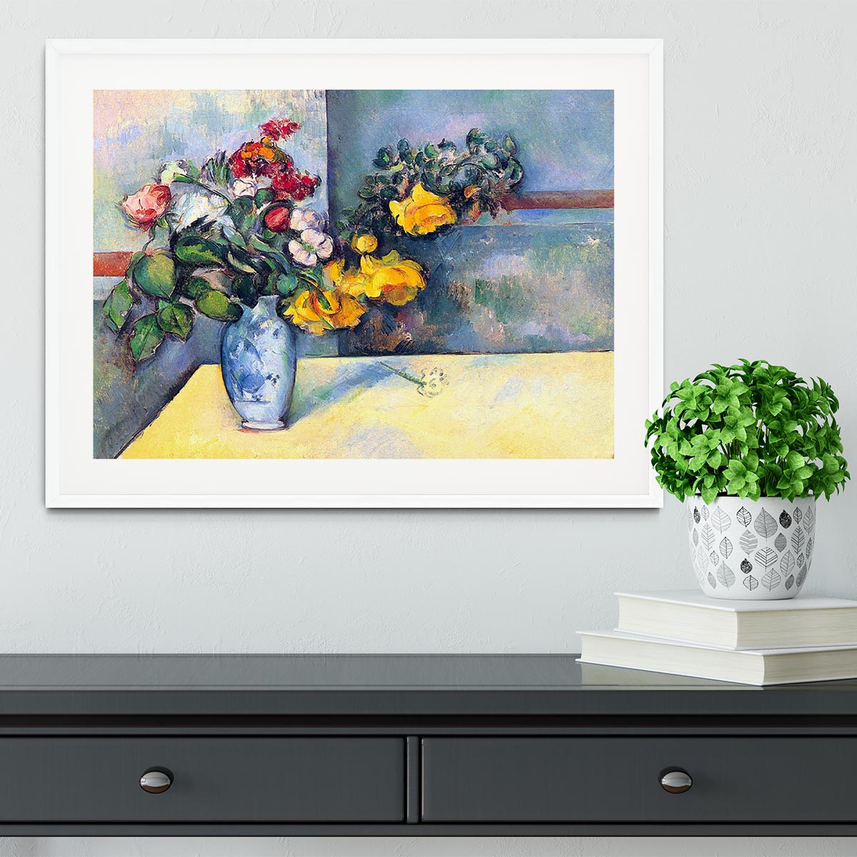 Still lifes flowers in a vase by Cezanne Framed Print - Canvas Art Rocks - 5