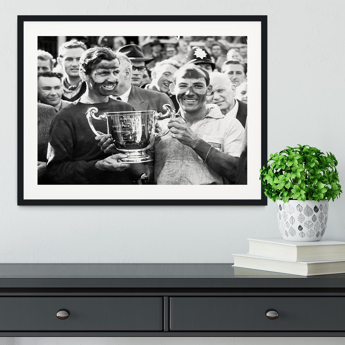 Stirling Moss and his Vanwall team mate Tony Brooks Framed Print - Canvas Art Rocks - 1