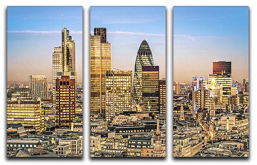 Stock Exchange Tower and Lloyds of London 3 Split Panel Canvas Print - Canvas Art Rocks - 1