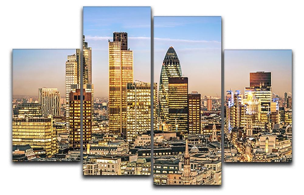 Stock Exchange Tower and Lloyds of London 4 Split Panel Canvas  - Canvas Art Rocks - 1