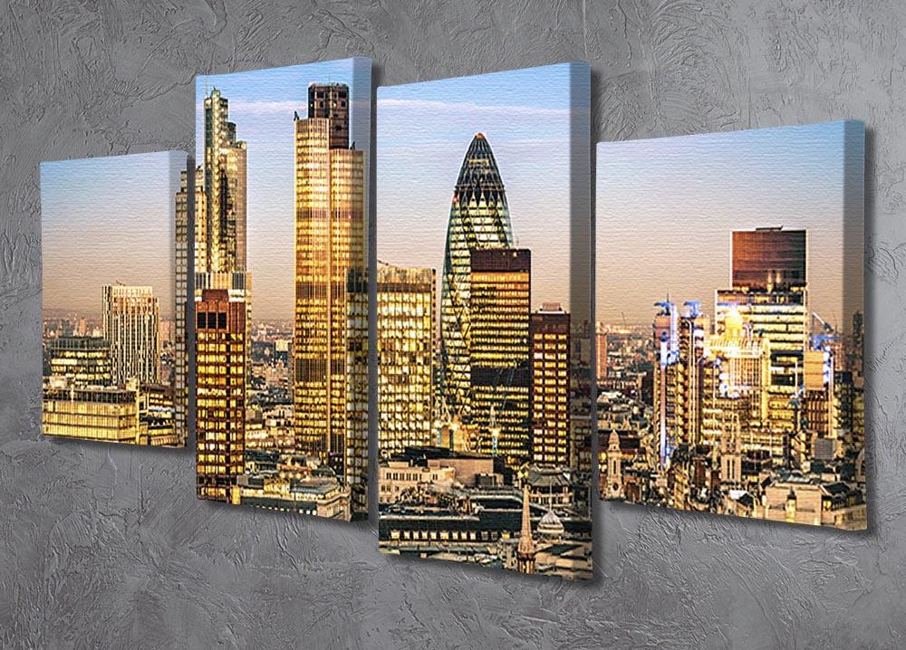 Stock Exchange Tower and Lloyds of London 4 Split Panel Canvas  - Canvas Art Rocks - 2