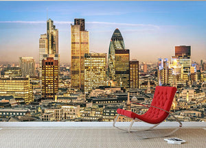 Stock Exchange Tower and Lloyds of London Wall Mural Wallpaper - Canvas Art Rocks - 2