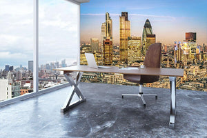 Stock Exchange Tower and Lloyds of London Wall Mural Wallpaper - Canvas Art Rocks - 3