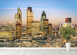 Stock Exchange Tower and Lloyds of London Wall Mural Wallpaper - Canvas Art Rocks - 4