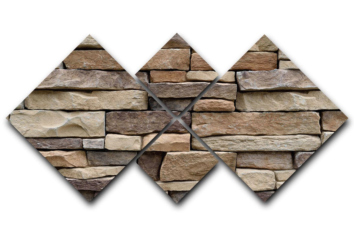 Stone wall texture 4 Square Multi Panel Canvas - Canvas Art Rocks - 1