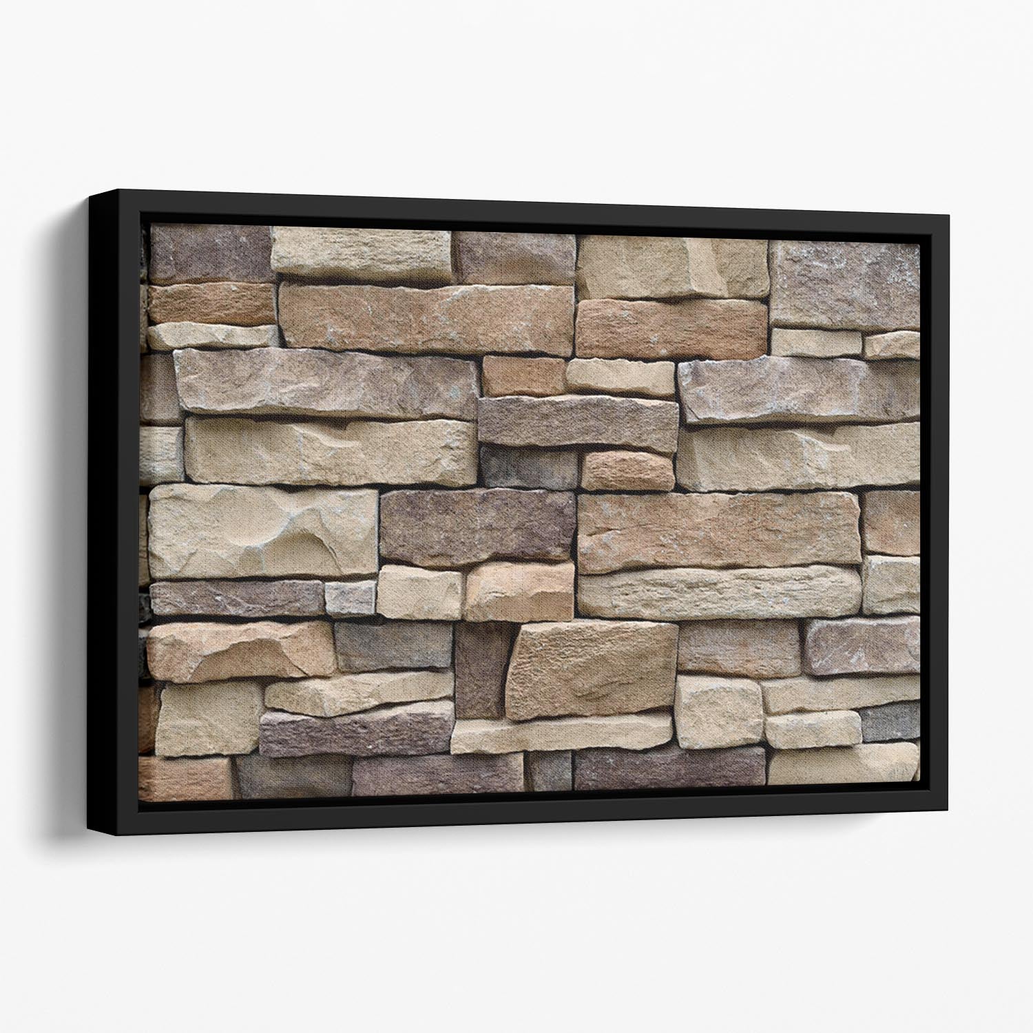 Stone wall texture Floating Framed Canvas - Canvas Art Rocks - 1