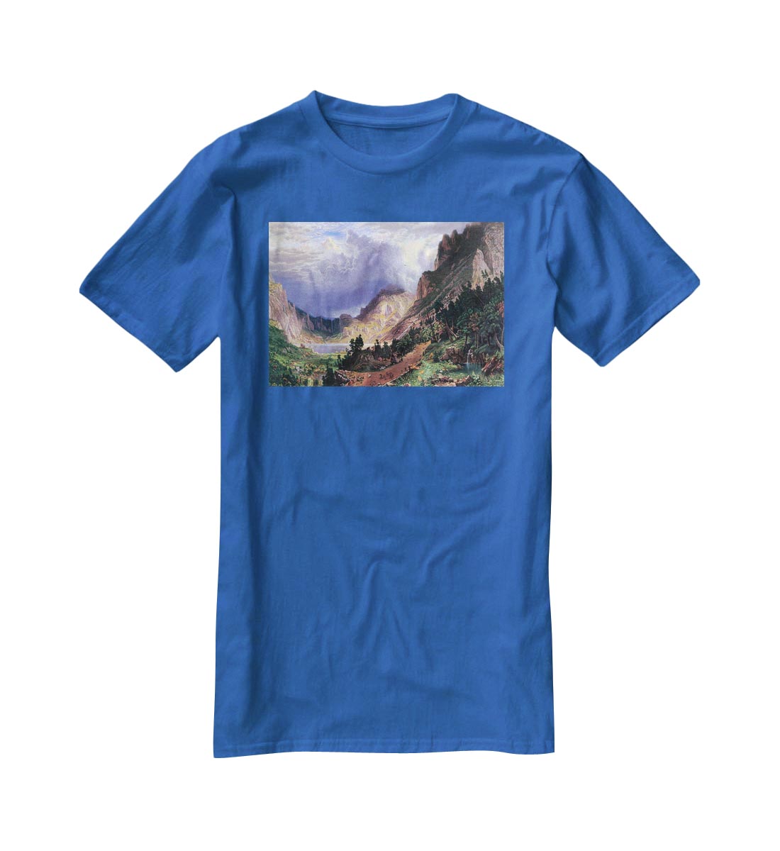 Storm in the Rockies Mt. Rosalie by Bierstadt T-Shirt - Canvas Art Rocks - 2