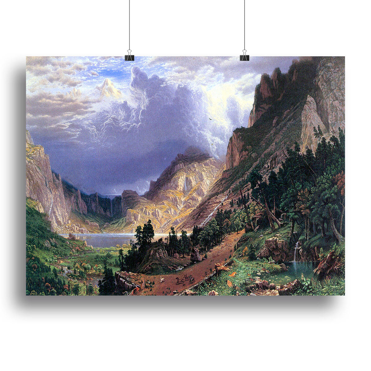 Storm in the Rockies Mt. Rosalie by Bierstadt Canvas Print or Poster - Canvas Art Rocks - 2