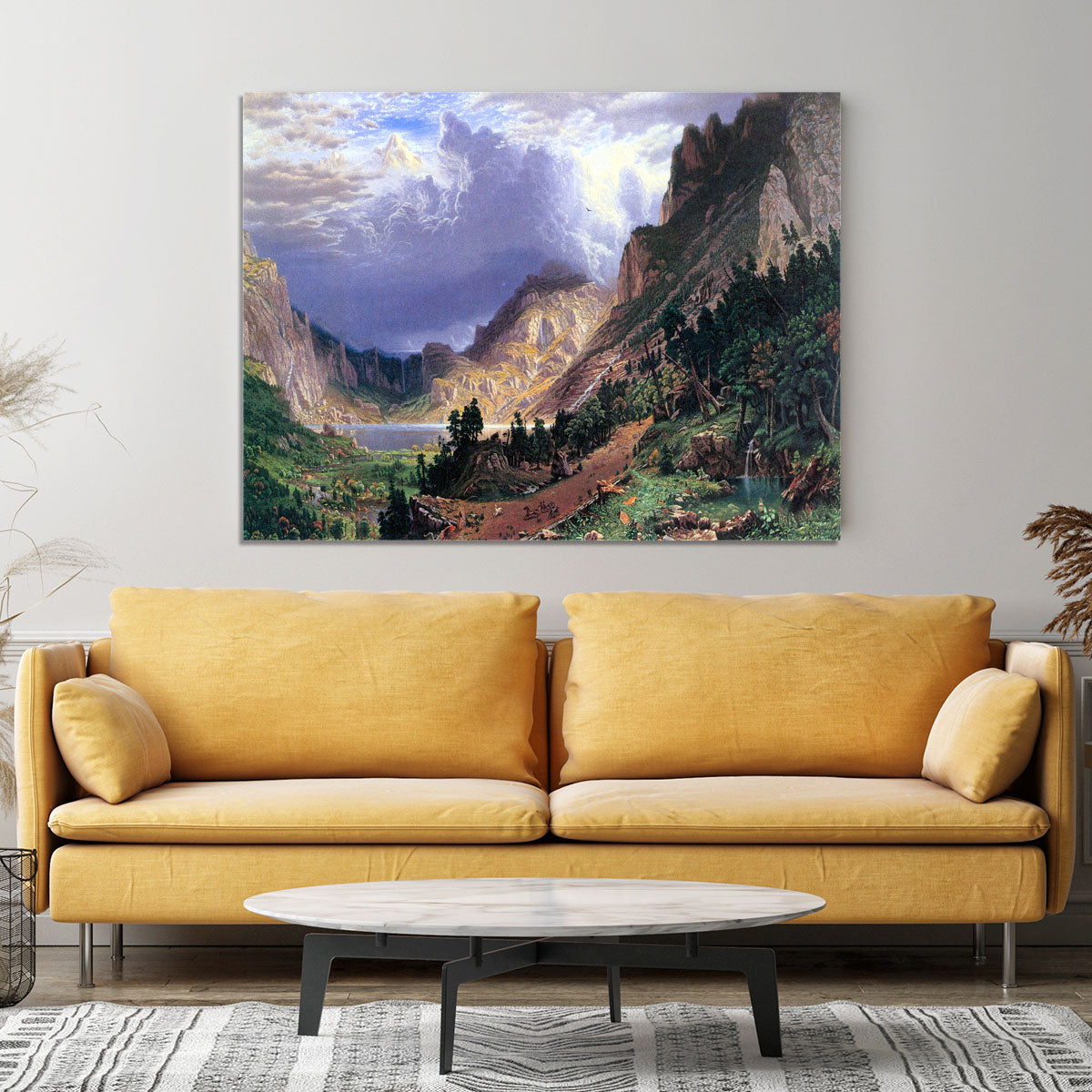 Storm in the Rockies Mt. Rosalie by Bierstadt Canvas Print or Poster - Canvas Art Rocks - 4