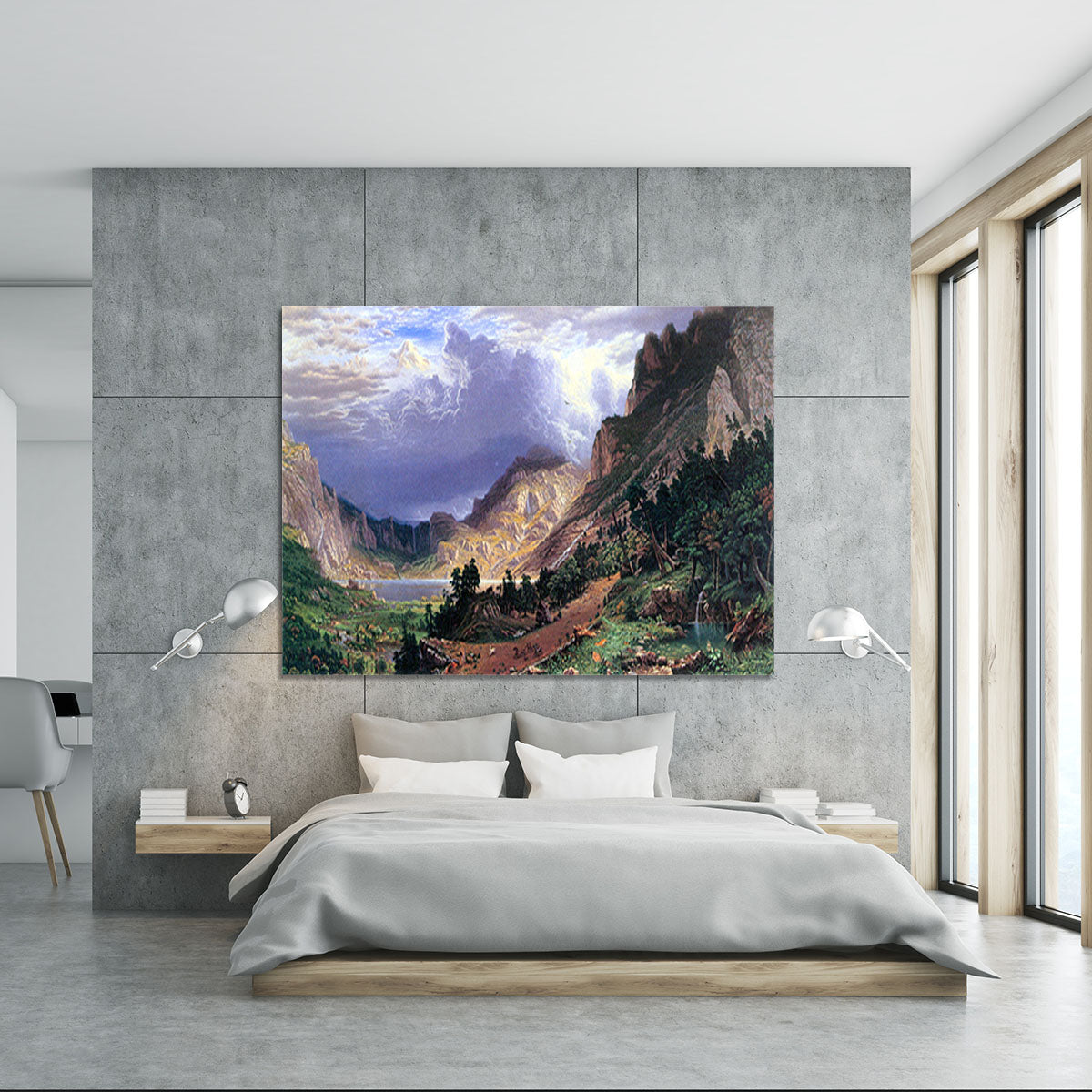Storm in the Rockies Mt. Rosalie by Bierstadt Canvas Print or Poster - Canvas Art Rocks - 5