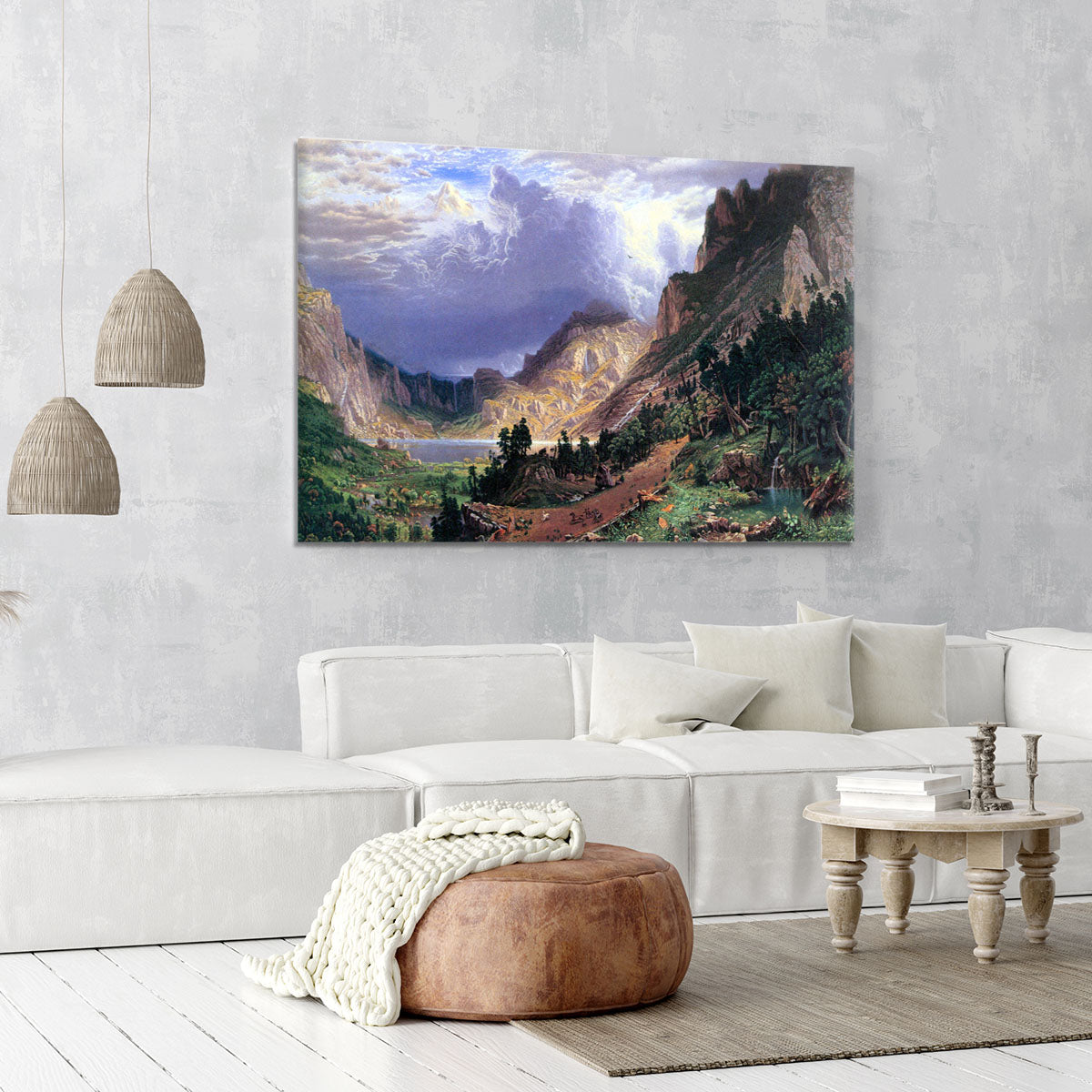 Storm in the Rockies Mt. Rosalie by Bierstadt Canvas Print or Poster - Canvas Art Rocks - 6