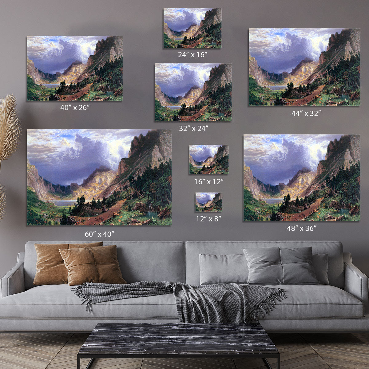 Storm in the Rockies Mt. Rosalie by Bierstadt Canvas Print or Poster - Canvas Art Rocks - 7