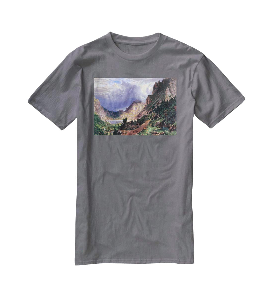 Storm in the Rockies Mt. Rosalie by Bierstadt T-Shirt - Canvas Art Rocks - 3
